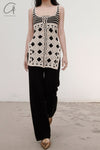 SWAYING/KNIT Embroidered Crochet Vest with Bandeau White/Black SW22SST57